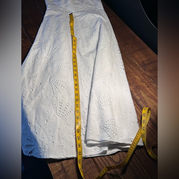 White 100% Cotton Eyelet Seashell Pattern Slip Dress - Picture 12 of 12